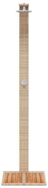 Bézs polyrattan és akácfa kültéri zuhanyzó 50 x 55 x 224 cm