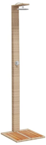 Bézs polyrattan és akácfa kültéri zuhanyzó 50 x 55 x 224 cm