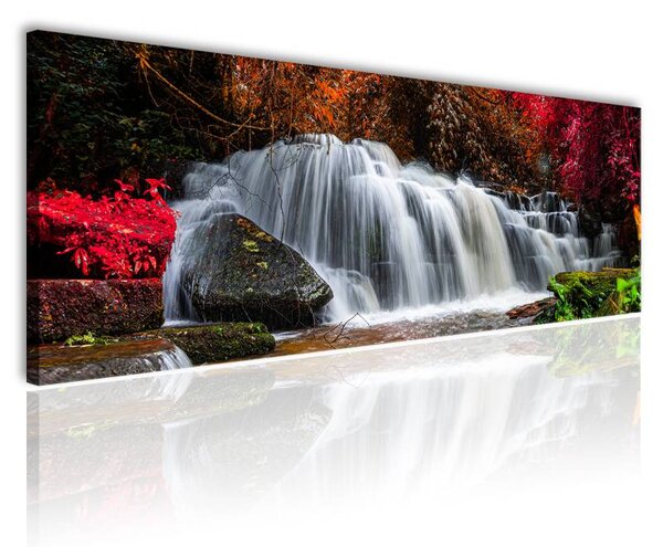 120x50cm - Vízesés a vörös levelek közt vászonkép