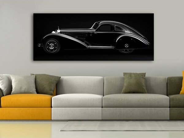120x50cm - Fekete veterán autós vászonkép