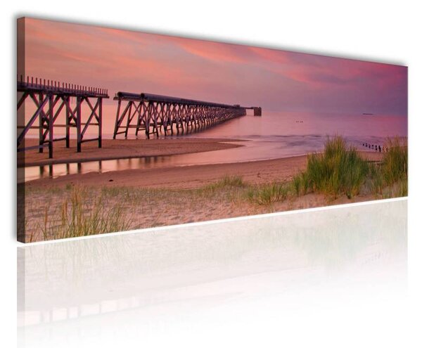 120x50cm - Lilás naplemente a tengerparton vászonkép