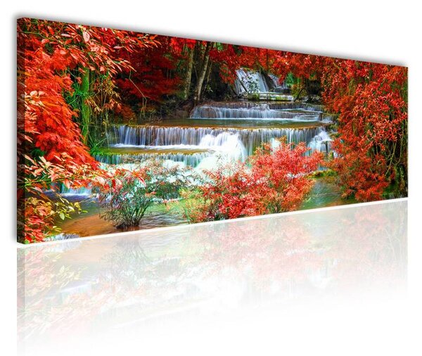 120x50cm - Vízesés rózsaszín levelek vászonkép