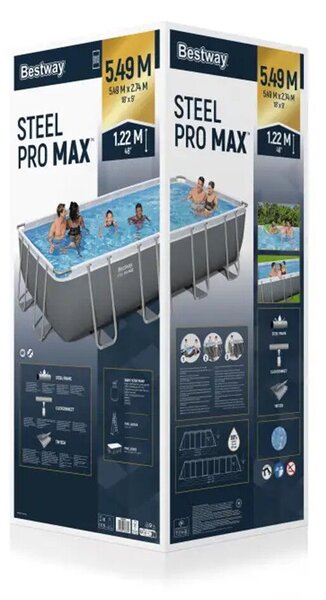 Bestway Power Steel csővázas medence szett, 549 × 274 × 122 cm, homokszűrős, létrával, takaróponyvával (56466)