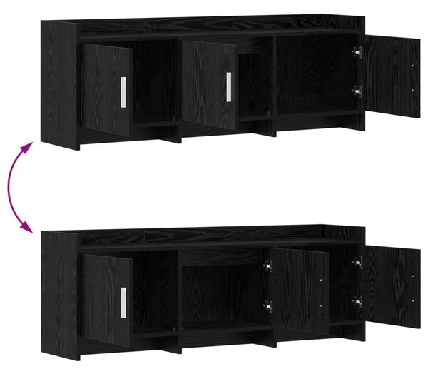 TV szekrény 130 x 33 x 47 cm Fekete Tölgy Szerelt Fa