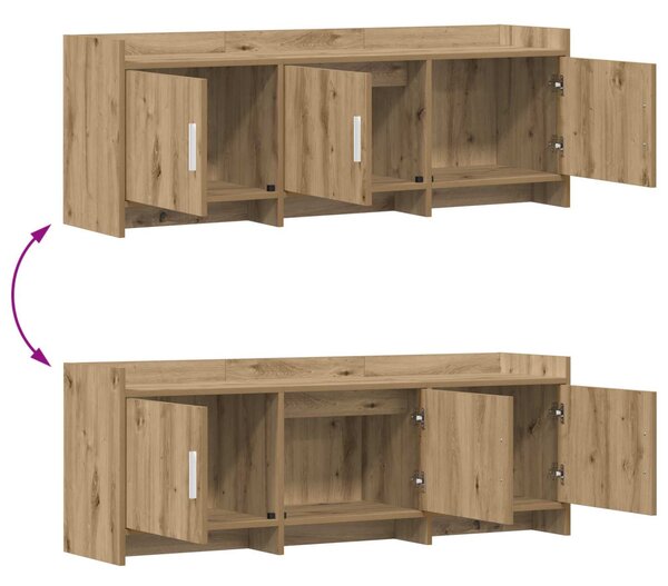 TV szekrény 130 x 33 x 47 cm Kézműves Tölgy Szerelt Fa