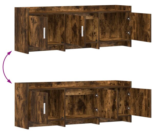 TV szekrény 130 x 33 x 47 cm Füstös Tölgy Szerelt Fa