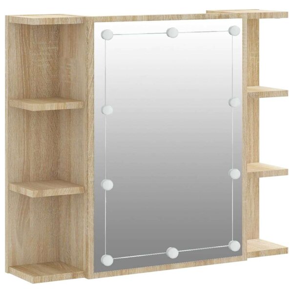 LED-es Tükör Szekrény - Sonoma Tölgy - 70x16,5x60 cm