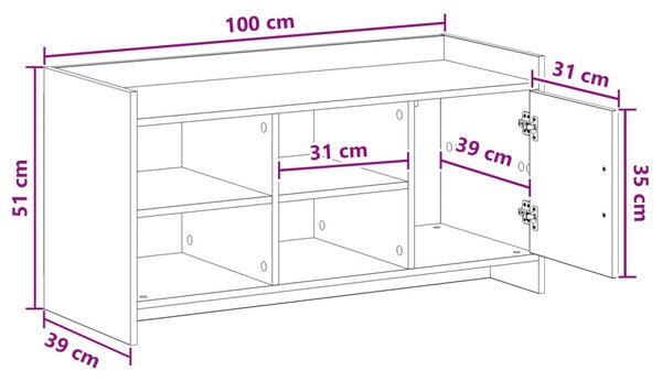 Cipőszekrény tárolóval Fehér 100 x 39,5 x 51 cm Szerelt Fa