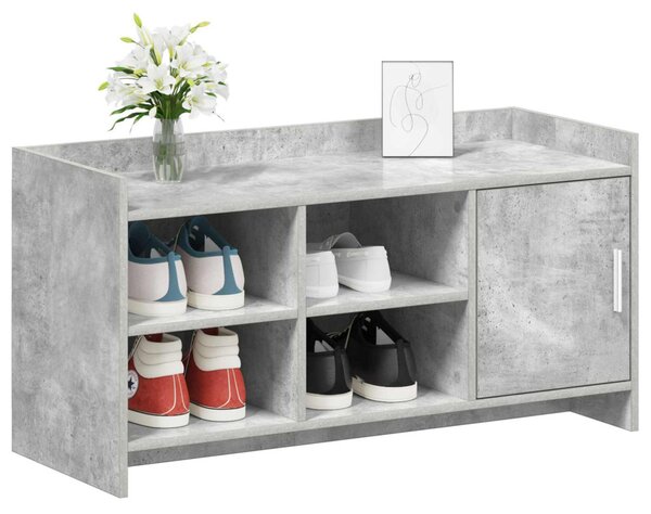 Cipőszekrény ajtóval Betonszürke 100 x 39,5 x 51 cm Szerelt Fa