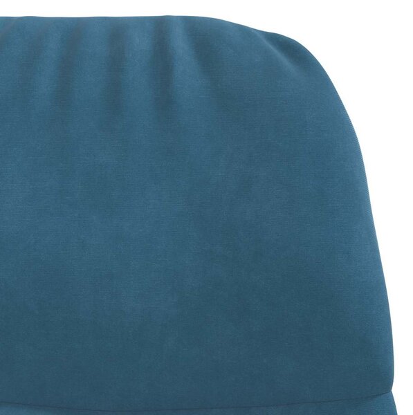 Kék bársony pihenőfotel lábtartóval