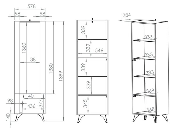 TOSCANIA magas vitrin - jobb - balti tölgy
