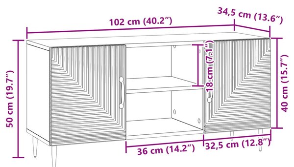 TV szekrény Fehér 102 x 34,5 x 50 cm Szerelt Fa