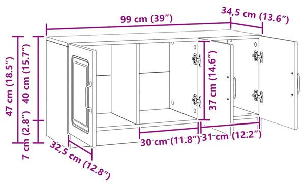 TV szekrény Fehér 99 x 34,5 x 47 cm Szerelt Fa