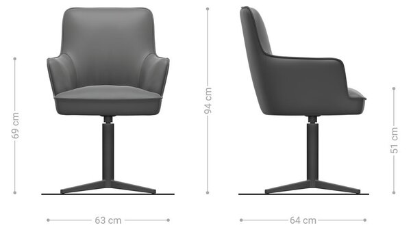 DELIFE Étkezőszék Heira-Flex karfás bouclé fehér lábkereszt titán effekt felület 360° forgatható zsákrugós