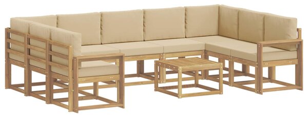 Kültéri kanapé szett 10 pcs Fehér és Bézs 59 x 59 x 37 cm