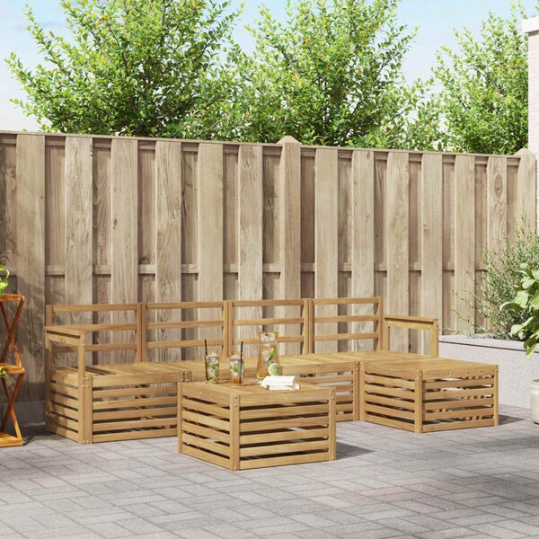 Kültéri kanapé szett 6 pcs Fehér 59 x 59 x 37 cm Tömör Akácfa
