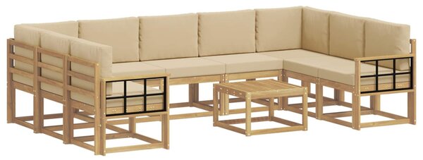 Kültéri kanapé szett 10 pcs Fehér és Bézs 59 x 59 x 37 cm