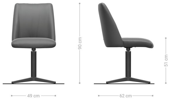 DELIFE Étkezőszék Elso-Flex valódi bőr fekete titán effekt finish láb 360° forgatható zsákrugós