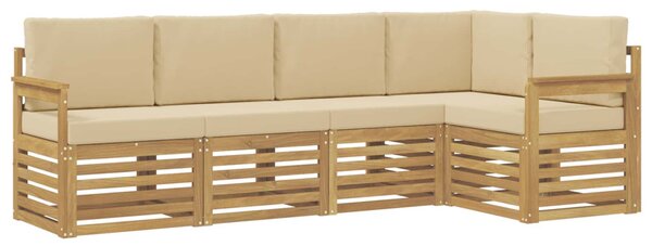 Kültéri kanapé szett 5 pcs Fehér és Bézs 247 x 128,5 x 73 cm
