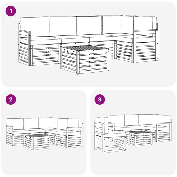 Kültéri kanapé szett 6 pcs Fehér és Antracitszürke