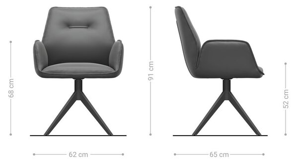 DELIFE Étkezőszék Zoa-Flex vegyes anyagok sötét bézs kereszt láb széles titán effekt felület 360° forgatható zsákrugós