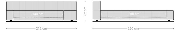 DELIFE Kárpitozott ágy Espazio 140x200 cm bouclé krémfehér tárolóhellyel