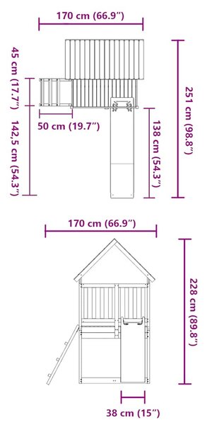 Tömör duglászfenyő kültéri játszószett