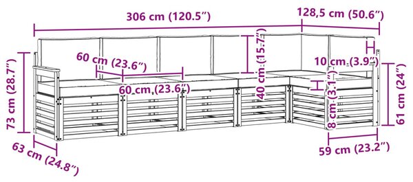 Kültéri kanapé szett 6 pcs Fehér és Krém színű