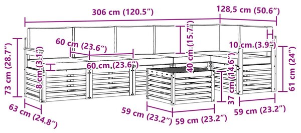 Kültéri kanapé szett 7 pcs Fehér és Antracitszürke