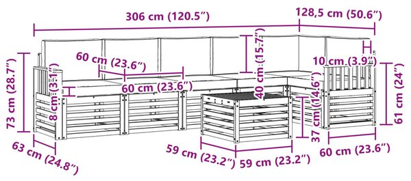 Kültéri kanapé szett 7 pcs Fehér és Antracitszürke