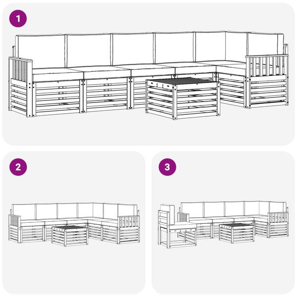 Kültéri kanapé szett 7 pcs Fehér és Antracitszürke