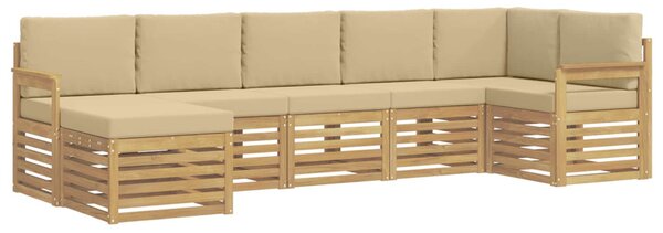 Kültéri kanapé szett 6 pcs Fehér és bézs 306 x 128,5 x 73 cm