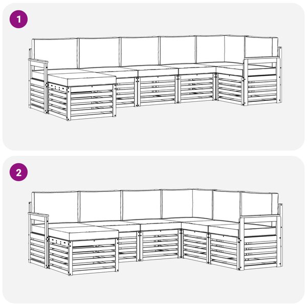 Kültéri kanapé szett 6 pcs Fehér és bézs 306 x 128,5 x 73 cm