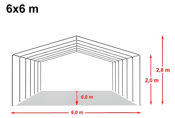 Party sátor 6x6 m STANDARD - tűzálló szín fehér