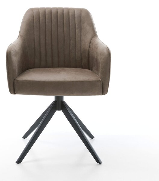 DELIFE Étkezőszék Greg-Flex mikroszálas taupe vintage kereszt láb széles fekete zsákrugó