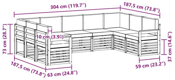 Kültéri kanapé szett 7 pcs Fehér és antracit