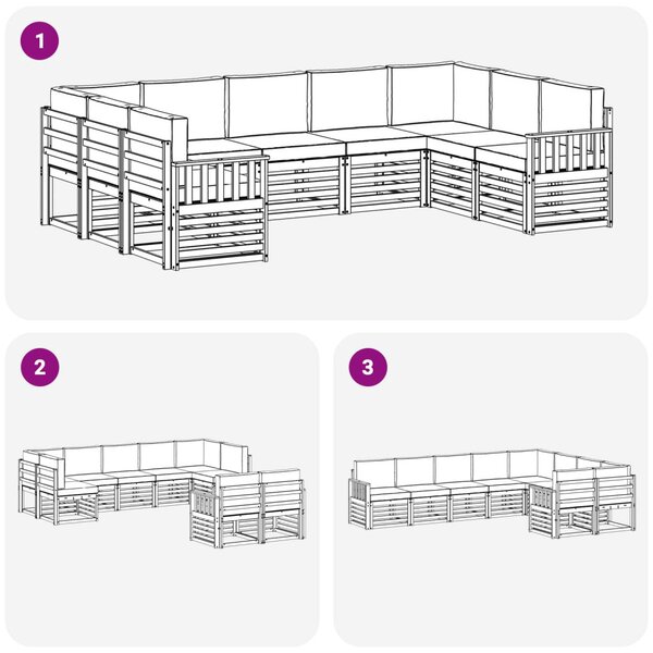 Kültéri kanapé szett 7 pcs Fehér és bézs 304 x 128,5 x 73 cm