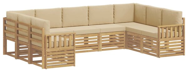 Kültéri kanapé szett 7 pcs Fehér és bézs 304 x 128,5 x 73 cm