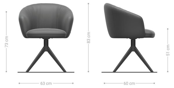 DELIFE Étkezőszék Caja-Flex karfás kordbársony ezüstszürke kereszt láb széles titán effekt felület 360° forgatható zsákrugós