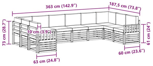 Kültéri kanapé szett 7 pcs Fehér és világosszürke