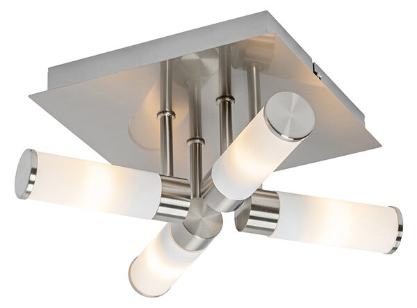 Modern fürdőszobai mennyezeti lámpa acél 4-lámpás IP44 - Kád