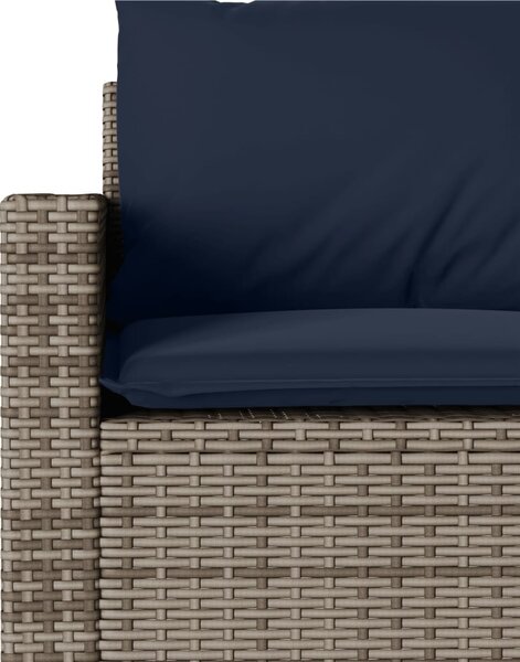 3 személyes szürke polyrattan kerti kanapé párnával
