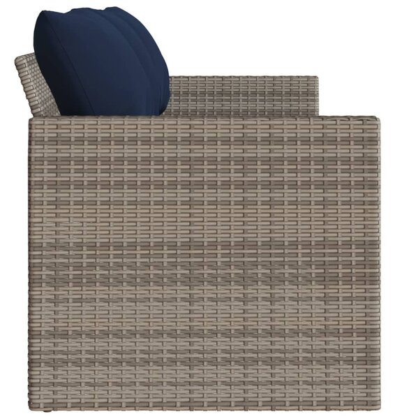 3 személyes szürke polyrattan kerti kanapé párnával