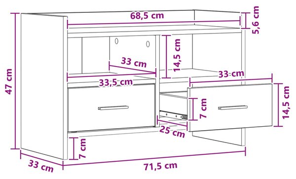 TV szekrény 71,5 x 33 x 47 cm Fehér Szerelt Fa
