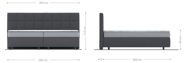 DELIFE Boxspring ágy Dream-Fine mikroszálas antracit vintage 200x200 cm bonell matrac PU-topper