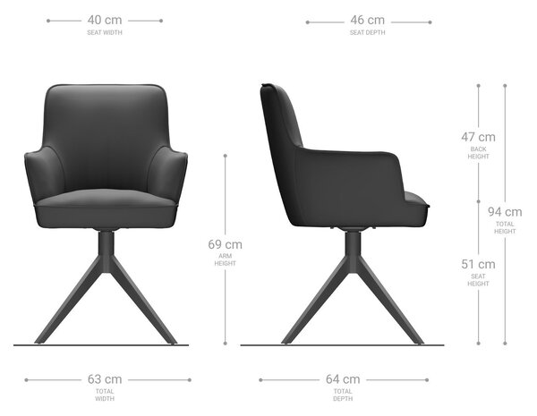 DELIFE Étkezőszék Heira-Flex karfás bouclé fehér kereszt láb széles fekete 360° forgatható zsákrugós