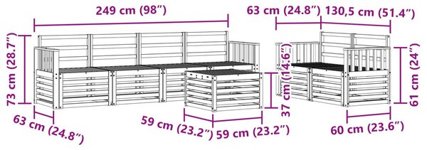 Kültéri kanapé szett 7 pcs Fehér Tömör Akácfa