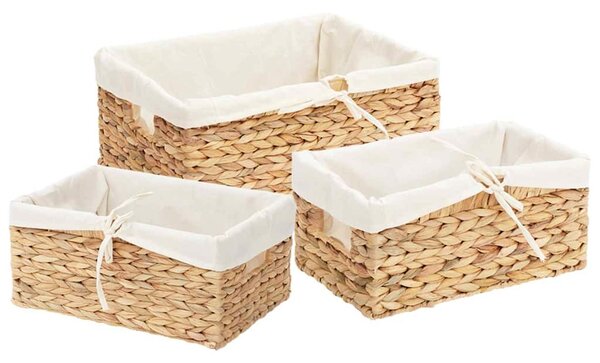 Tárolókosarak 3 pcs Természetes Vízi jácint