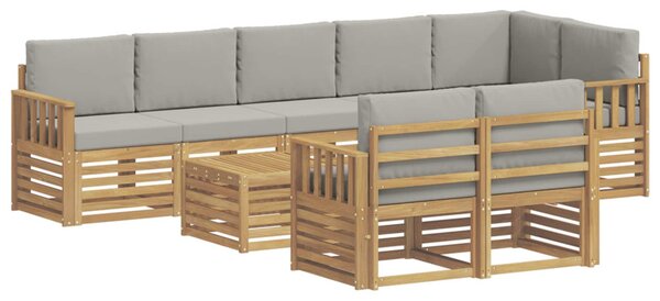 Kültéri kanapé szett 8 pcs Fehér és Világosszürke