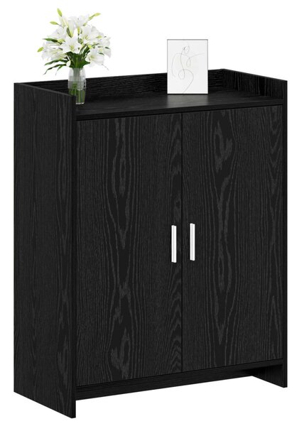 Cipőszekrény ajtóval Fekete Tölgy 73,5 x 36 x 92 cm Szerelt Fa
